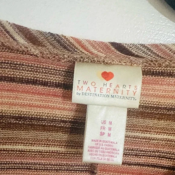 👑 SIZE MEDIUM Destination Maternity Multicolor Striped Short Sleeve Top - Picture 6 of 10